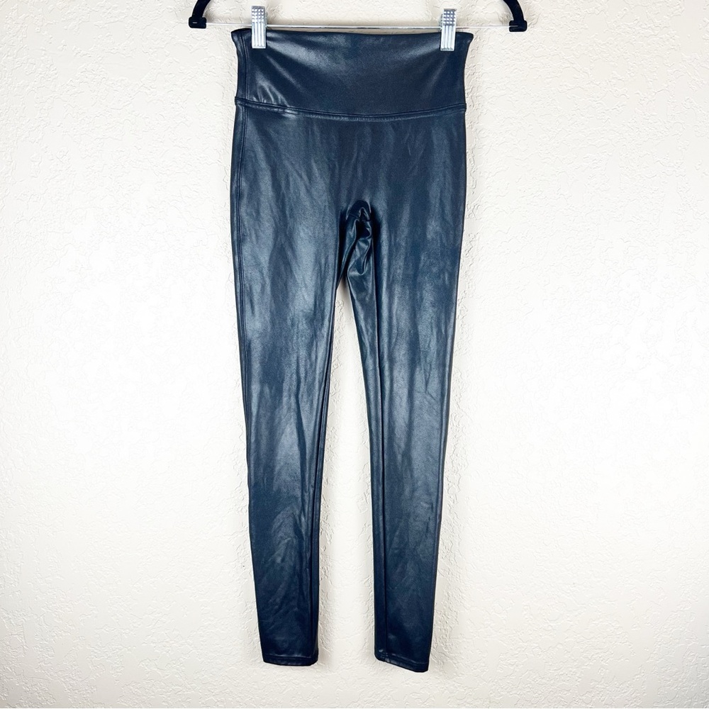 Spanx faux liquid faux leather black leggings